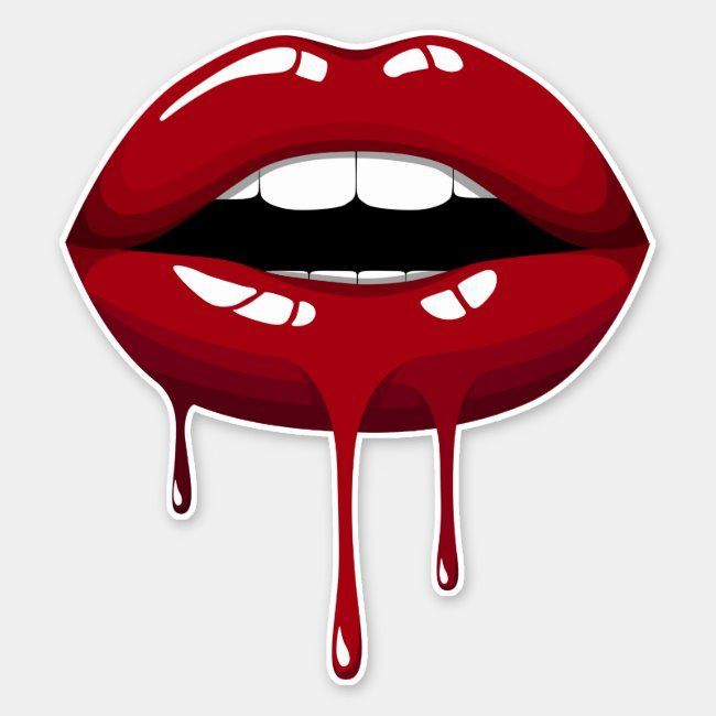 a red lips with dripping blood on it