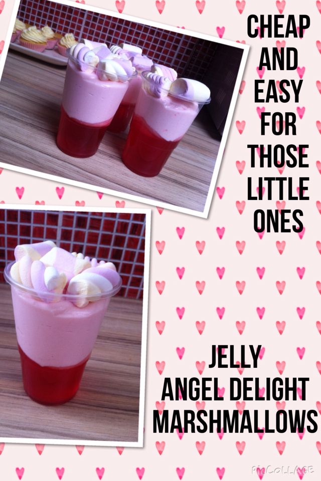 two cups with marshmallows in them and the words cheap and easy for those little ones