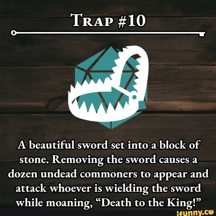 the text reads trap 1, with an image of a shark's teeth on it