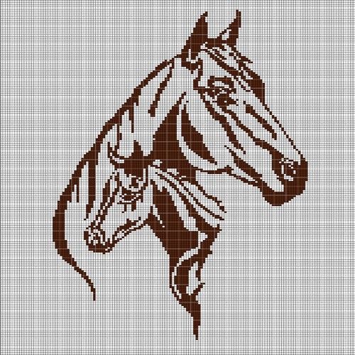 a cross stitch pattern with a horse's head