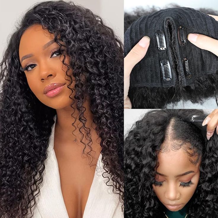 PRICES MAY VARY. Hair Quality:100% Unprocessed Virgin Human Hair,V Part Human Hair Wigs for Black Women,Soft and Silky,No Tangle,Can Be Dyed,Permed,Restyled And Strengthed. Hair Advantage: V part wig is very easy to install and it doesn’t need glue,it is more healthy and saves time.It also can allow you to change hairstyles quickly and frequently. V Part Wig Human Hair No Leave Out Wig ,Upgrade from U Part Human Hair Wig,No Lace, No Gel, No Leave Out and No Sewing In.Easy To Install and Take Off No Lace Wigs For Black Women, V Part Wig Curly, V Part Wig, Deep Wave Human Hair, Brazilian Curly Hair, Part Wigs, Burnt Hair, Brazilian Hair Wigs, Black Brazilian