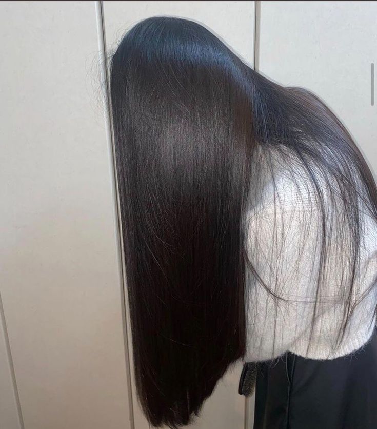 Hair Aesthetic Straight, Shiny Hair Aesthetic, Thick Hair Aesthetic, Aesthetic Straight Hair, Straight Hair Aesthetic, Shiny Glossy Hair, Long Bob Hairstyles For Thick Hair, Soft Black Hair, Long Straight Black Hair