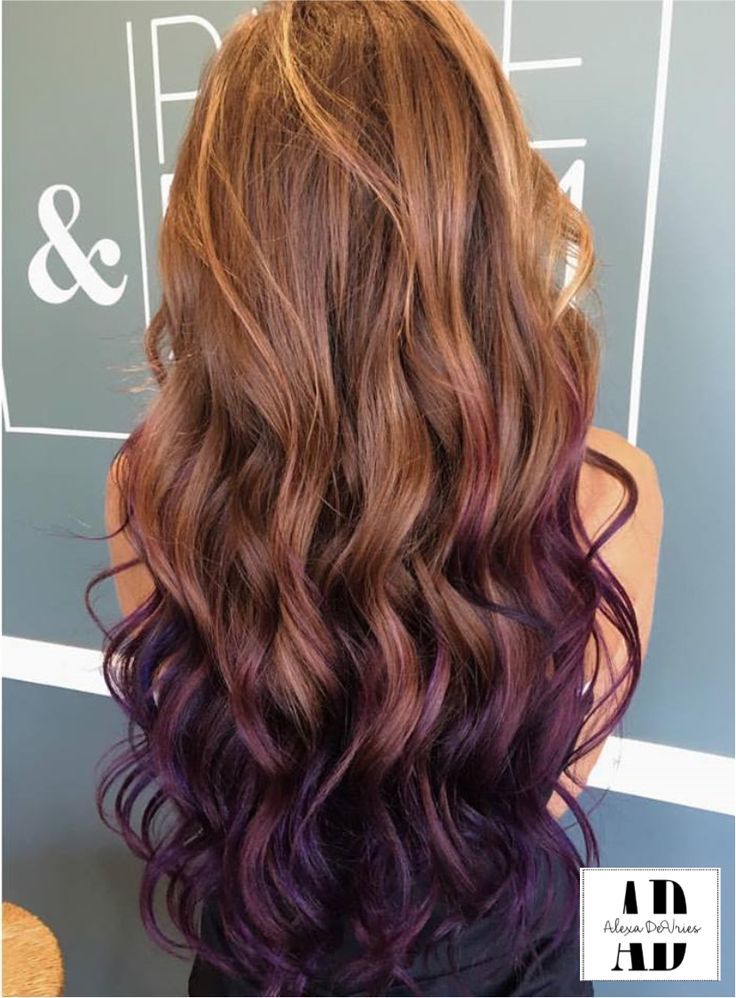 Purple And Brown Hair, Pink Hair Tips, Purple Brown Hair, Coffee Brown Hair, Caramel Ombre, Dyed Tips, Hair Dye Tips, Purple Ombre Hair, Color Tips