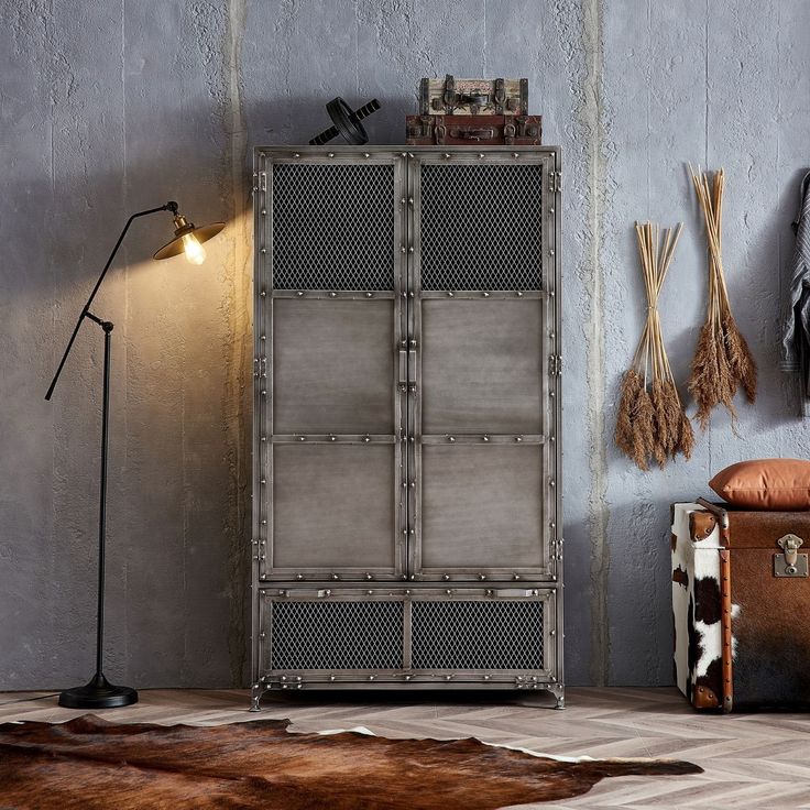 Bernz Cabinet Valyou Furniture Rotating Cabinet, Tall Dressers, Modern Industrial Furniture, Antique Hutch, Home Bar Rooms, Hutch Cabinet, Cold Rolled Steel, Basement House, Metal Cabinet