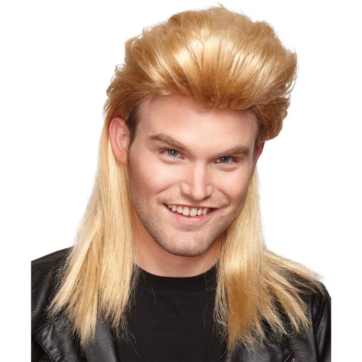 Nightclub Mullet Blonde  http://www.justleds.co.za  http://www.justleds.co.za Alternative Rock Wig Men, Nightclub Hairstyles, Gay Haircut, Afro Look, Jheri Curl, Mullet Wig, Monochrome Makeup Look, Mullet Haircut, Curly Mullet