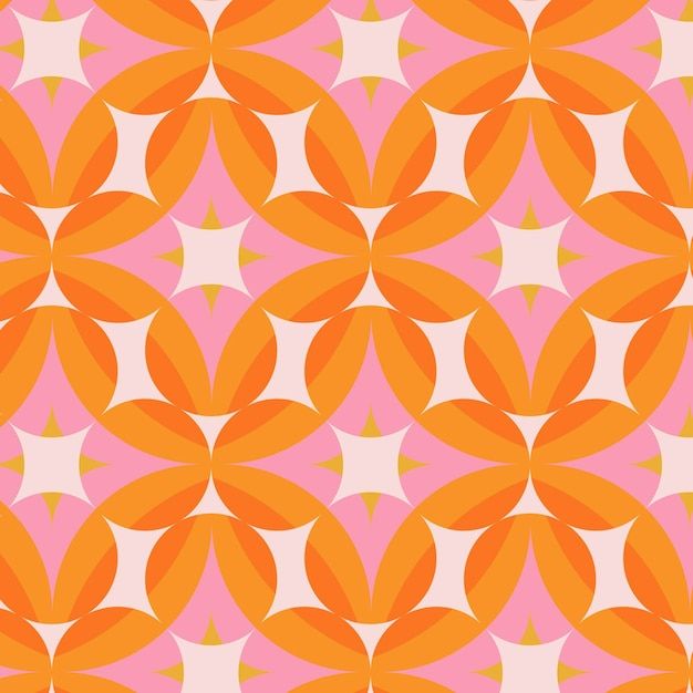 an orange and pink flower pattern on a white background