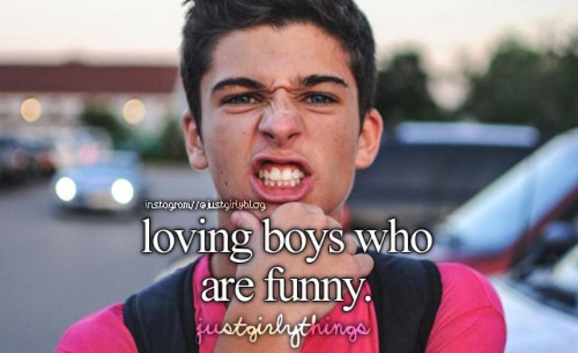 a young man making a funny face with the words loving boys who are funny