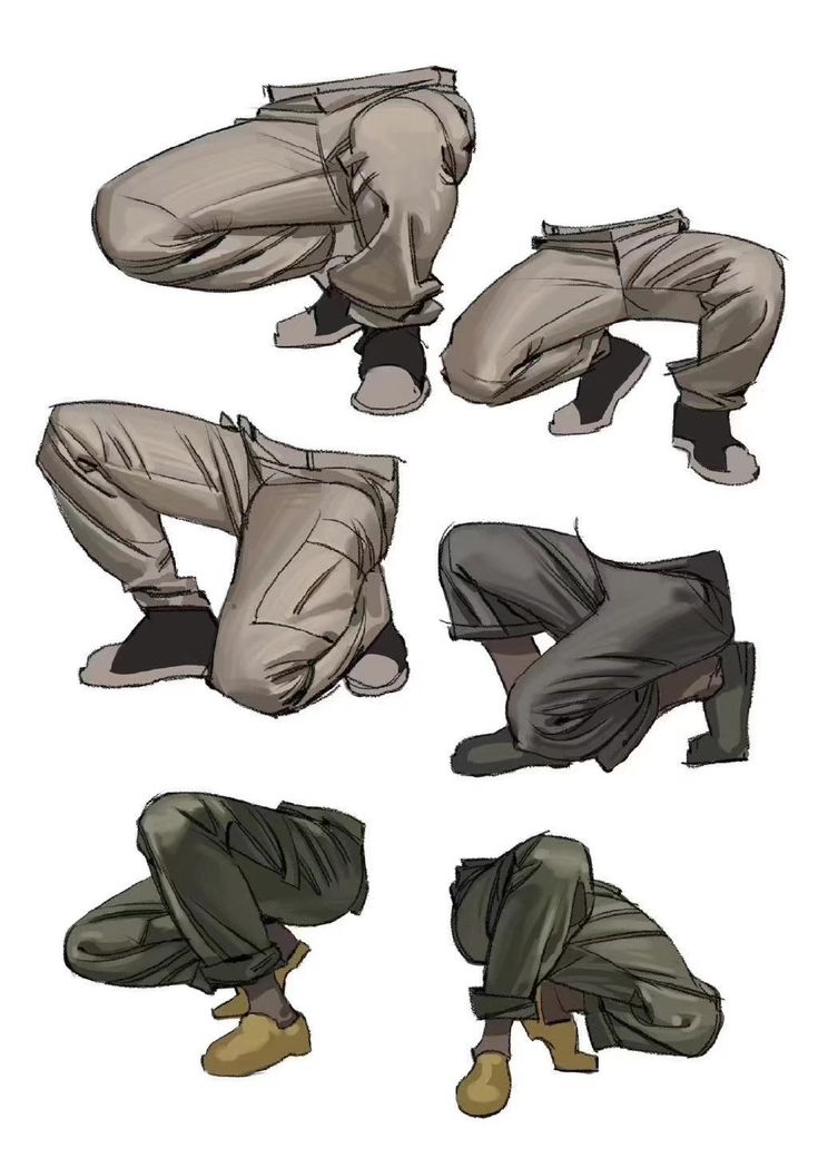 several different poses of the same person doing various things in front of them, including pants and shoes