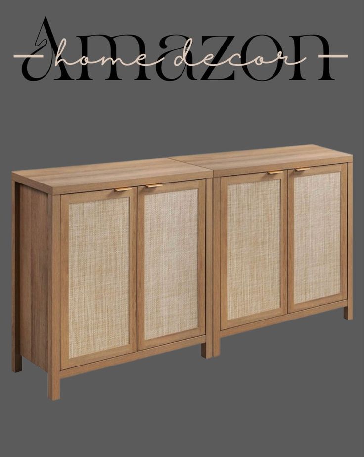 an image of a wooden cabinet with the name amdzon on it's side