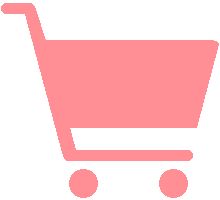 a pink shopping cart on a white background with the word shop written in red below it