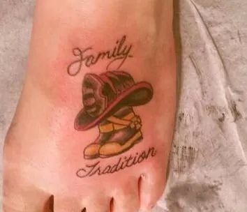 a foot with a tattoo on it that says family vacation