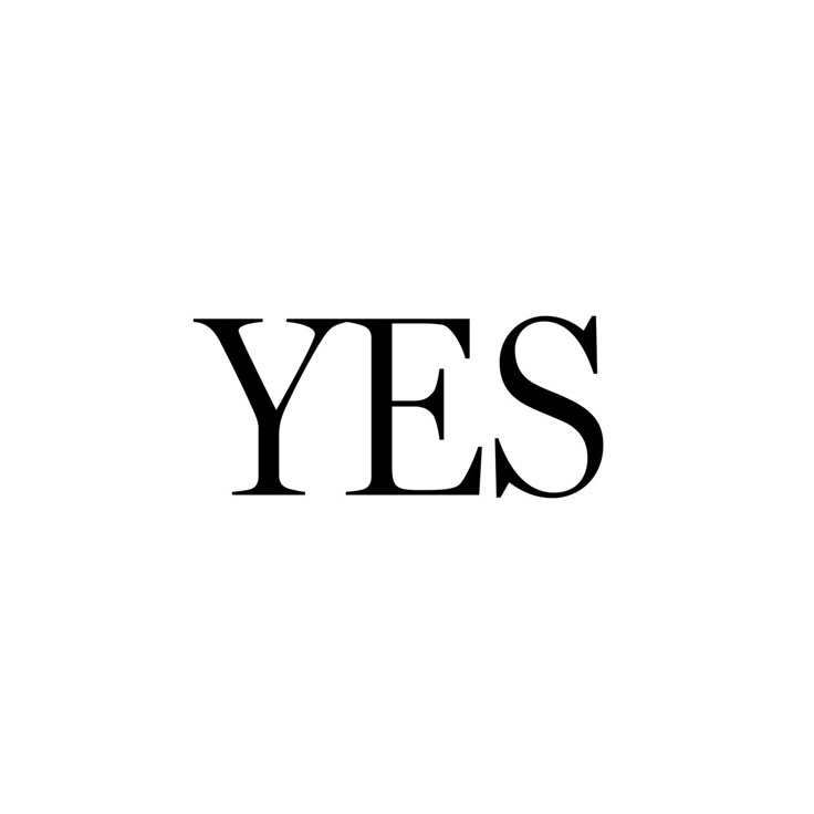 the word yes written in black on a white background