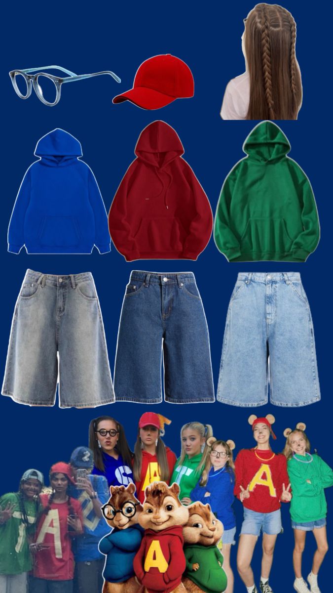 children's clothing and accessories are arranged on a blue background with the same image