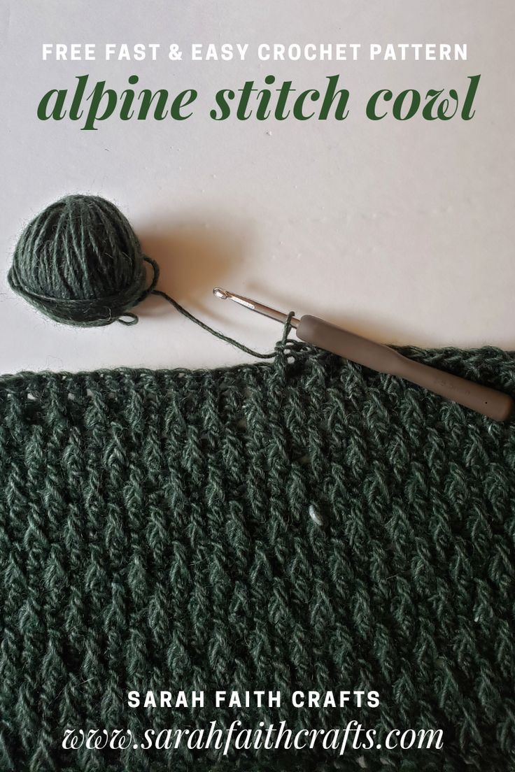 the crochet pattern is being used to make an alpine stitch cowl