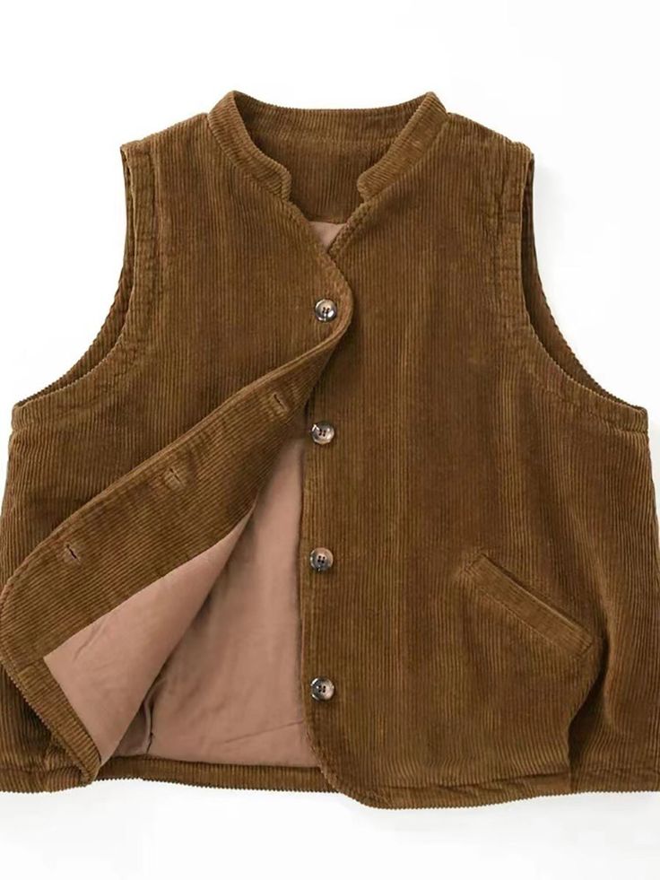 Description This women's vintage cotton corduroy baggy padded vest is crafted from premium materials. Comfortable and soft materials add a pop of color to your fall wardrobe. The loose tank has everything you need as it is comfortable and functional for everyday wear. Features Item Code: 7111282294846 Material: 97%Cotton3%Spandex Pattern: Solid Collar: Stand Collar Sleeve Length: Sleeveless Sleeve Type: Sleeveless Style: Vintage Style Season: Winter The model height:5'3"/163cm,weight:105.8lb/48k Corduroy Vest, Padded Vest, Loose Tank, Winter Vest, Vest Coat, Sweater Sale, Sleeveless Vest, Women Vintage, Clothes Collection