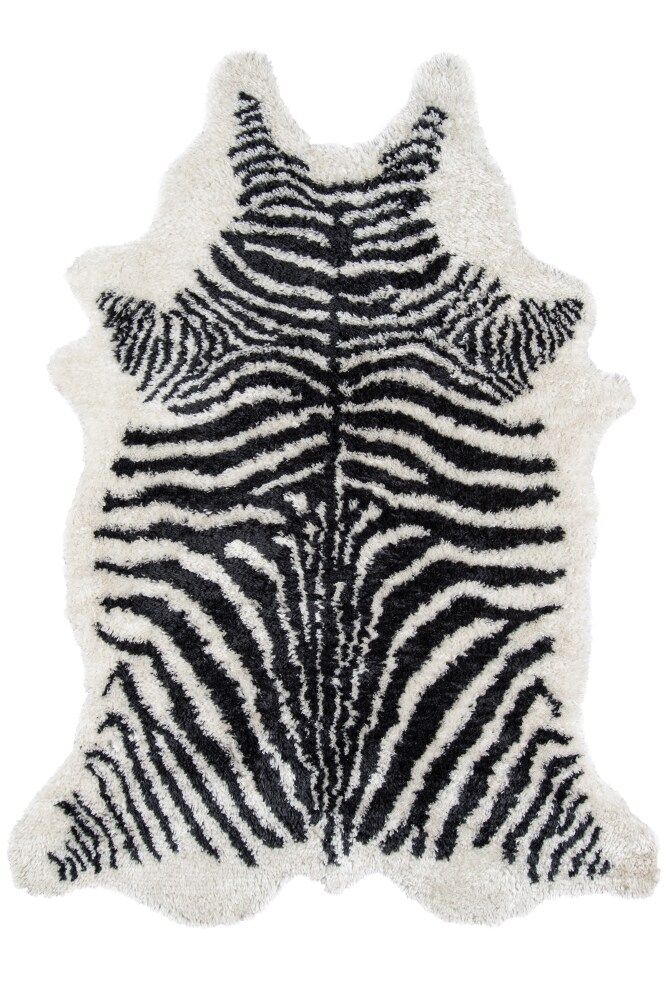 a black and white zebra print rug on a white background with the pattern of an animal's skin