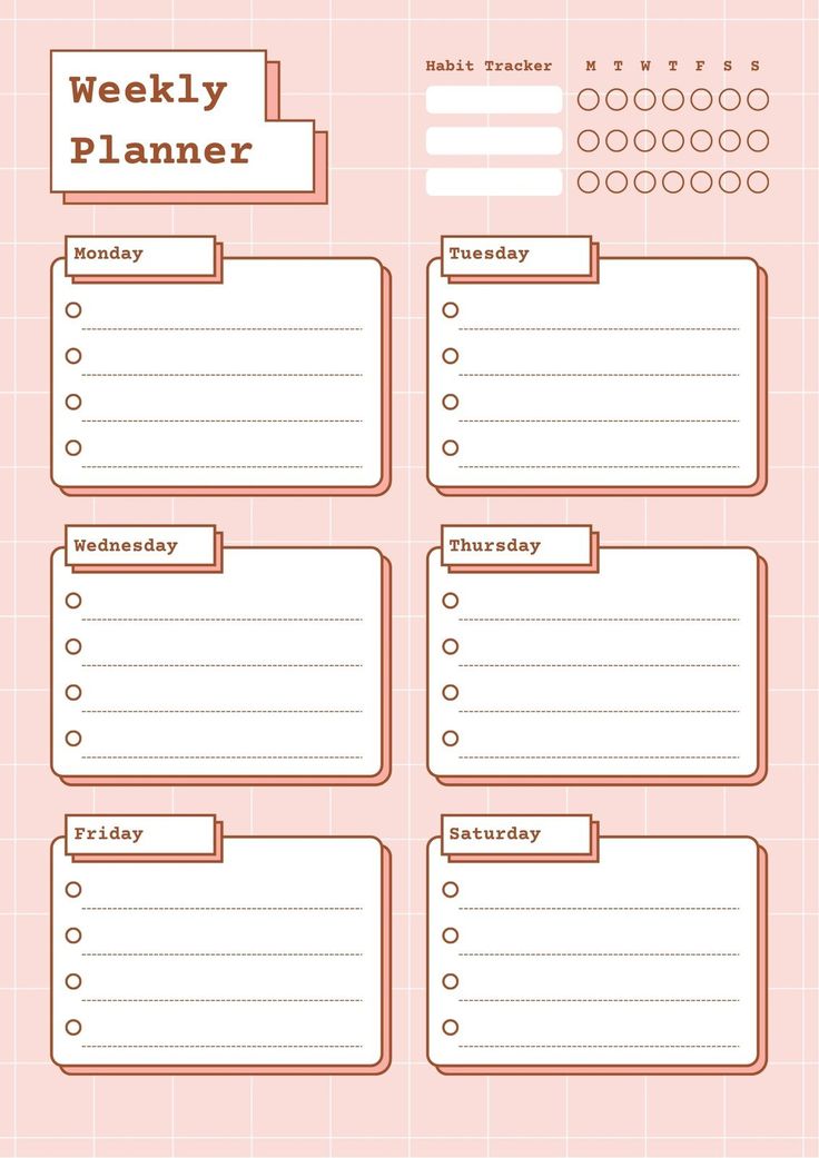 a pink planner with the words weekly planner on it