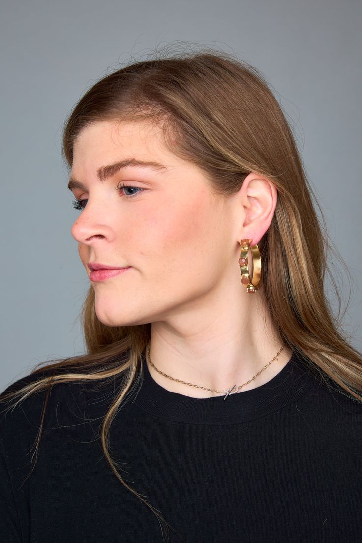 Our Maria Earrings by Ever Alice are an effortless way to complete your favorite outfit and are sure to transition into any season. 30mm 18kt gold over silver over brass Sterling silver post Nickel free This item is FINAL SALE. Gold Plated Tarnish Resistant Clip-on Earrings, Tarnish-resistant Gold-plated Clip-on Earrings, Trendy Gold-tone Jewelry With Matching Earrings, Gold Round Plug Earrings, Trendy Gold Hypoallergenic Clip-on Earrings, Gold Small Hoop Plug Earrings, Gold Plated Small Hoop Clip-on Earrings, Tarnish-resistant Gold Clip-on Earrings, Gold-tone Round Clip-on Earrings