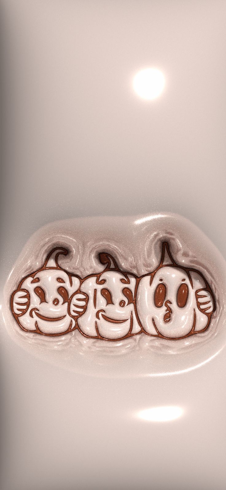 the three faces are drawn in chocolate on top of each other