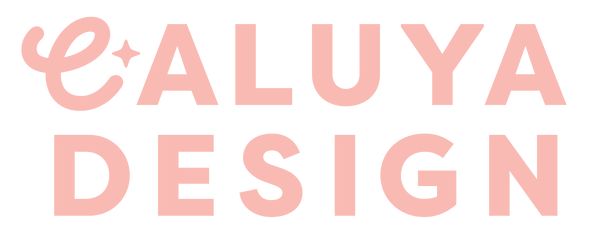 the words aluva design are in pink and white letters on a white background