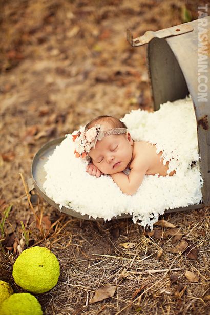 a baby is sleeping in a bowl on the ground