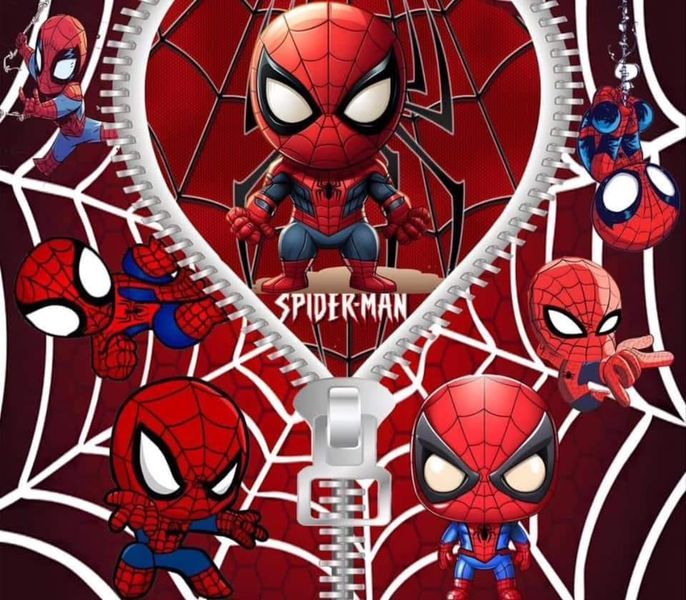 the spider - man character is hanging on to a zipper