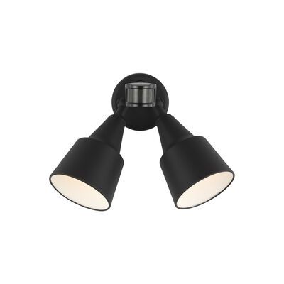 three light black wall lamp with white lamps on each side and an adjustable arm for the head