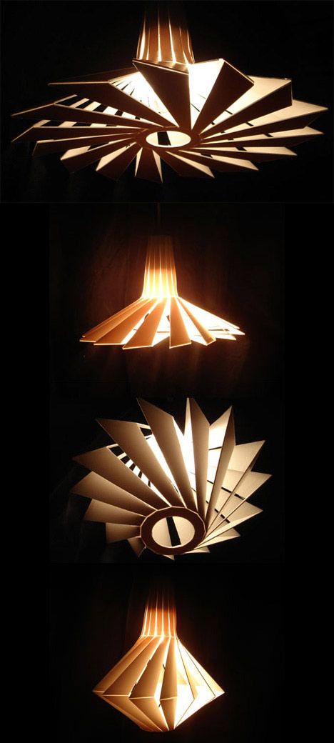 three different views of a light fixture in the dark, with one lamp turned upside down