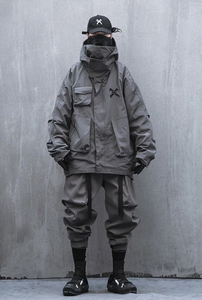 Techwear Streetwear Men, Dark Oversized Outfit, High Tech Clothing, Men’s Tech Wear, Tech Wear Outfit, Soft Techwear, Tech Wear Men, Cyberpunk Fashion Male, Male Techwear