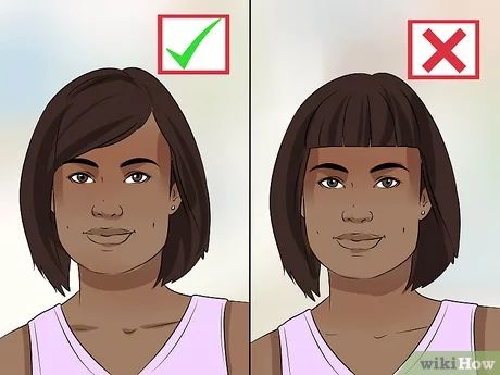 How to Decide if You Should Get Bangs or Not: 14 Steps Short Layer Hair With Bangs, Narrow Forehead Hairstyles, How To Layer Short Hair, Growing Bangs Out, How To Do Side Bangs, Bangs With Long Hair Round Face, Hair Cuts Side Bangs, Short Straight Haircuts With Bangs, Short Bang Hairstyles