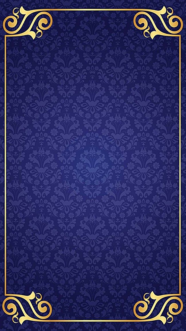 a blue and gold background with an ornate frame