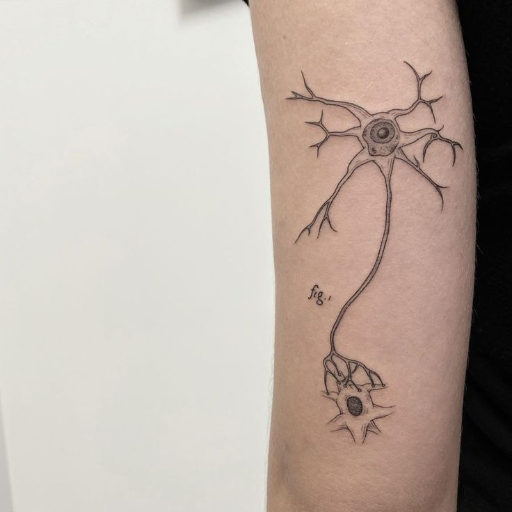 a person with a tattoo on their arm has a drawing of a tree and an eye