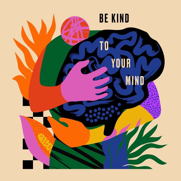 a poster with the words be kind to your mind and two hands touching each other