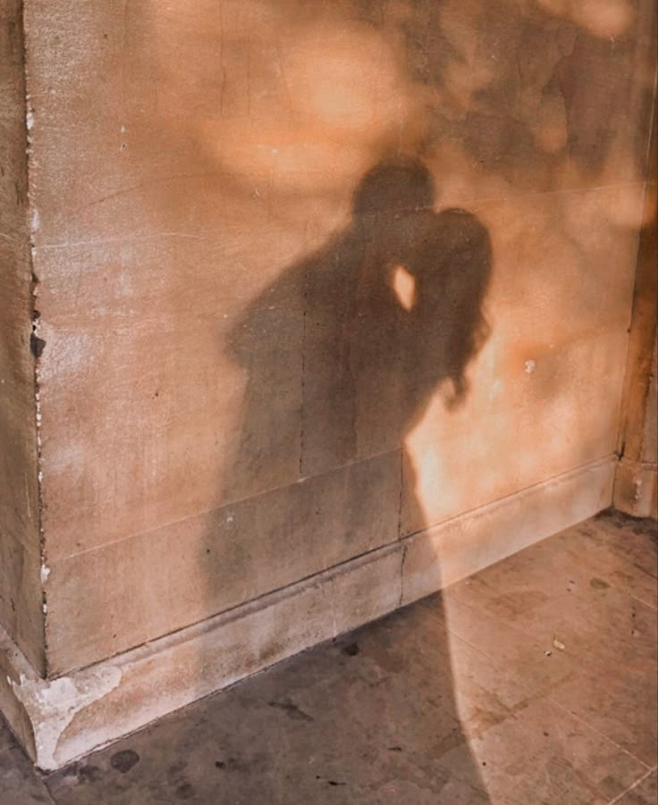 the shadow of a person standing in front of a wall