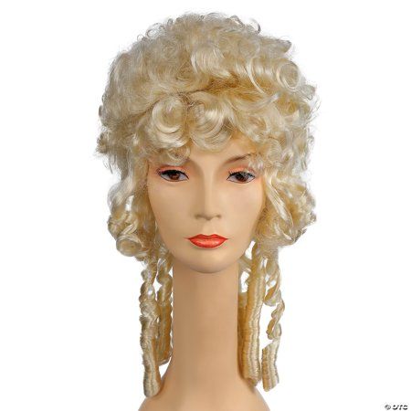 Extravagantly curly wig with long dangly curled sides. Size: One Size.  Color: Yellow. Cher Wig, Marie Antoinette Wig, Dreadlock Wig, Wavy Ponytail, Red To Blonde, Halloween Wigs, Costume Parties, Curly Wig, Short Blonde