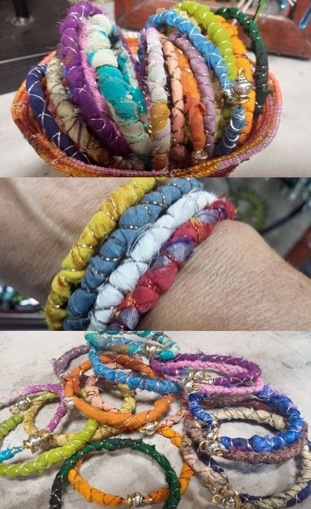 Sari Silk Bracelets by Cindi Bernloehr Sari Silk Jewelry, Fiber Art Jewelry, Silk Bracelet, Silk Jewelry, Fabric Bracelets, Ribbon Jewelry, Fabric Jewellery, Mixed Media Jewelry, Fiber Jewelry