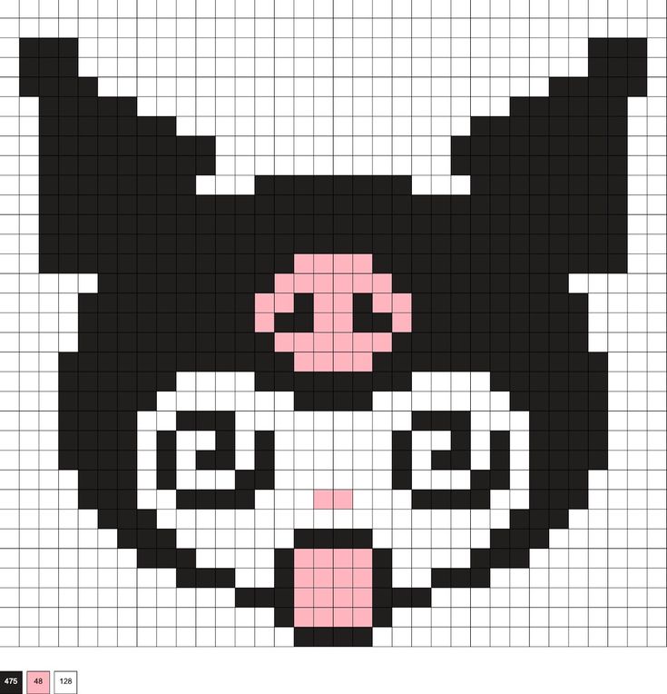 a cross stitch pattern with a black and white cat's face in the center