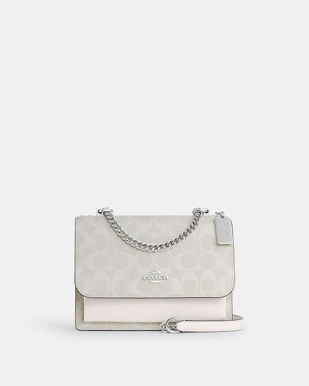 COACH® | Klare Crossbody In Signature Canvas Coach Crossbody Bag White, Coach White Bag, White Coach Bag, Shopping Essentials, Luxury Bags Collection, Handbag Essentials, Girly Bags, Coach Outlet, Fancy Bags