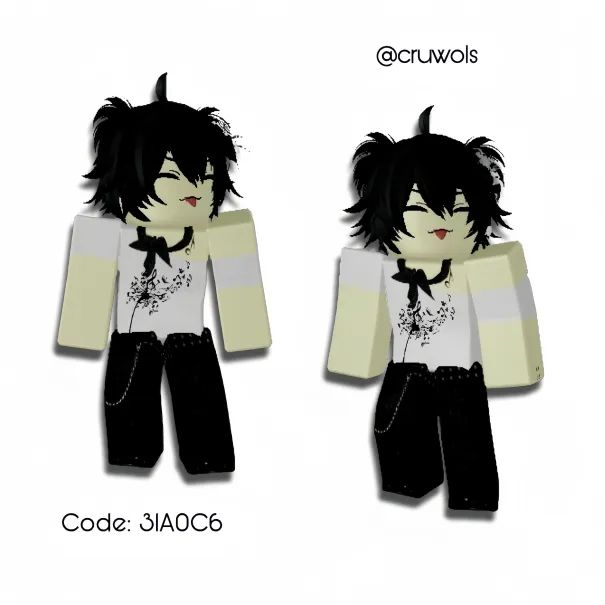 two paper dolls with black hair and white shirt