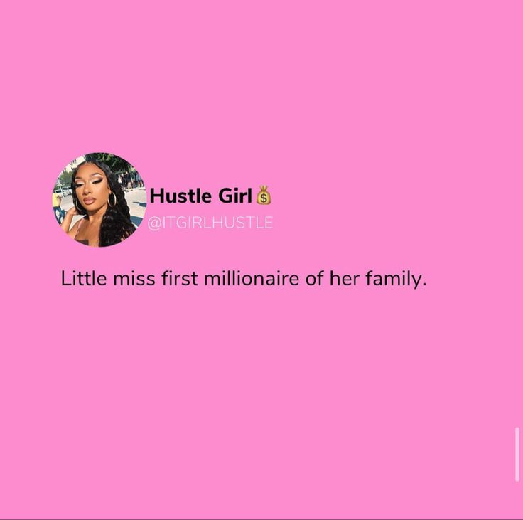 a pink background with the words, little miss first millionaire of her family