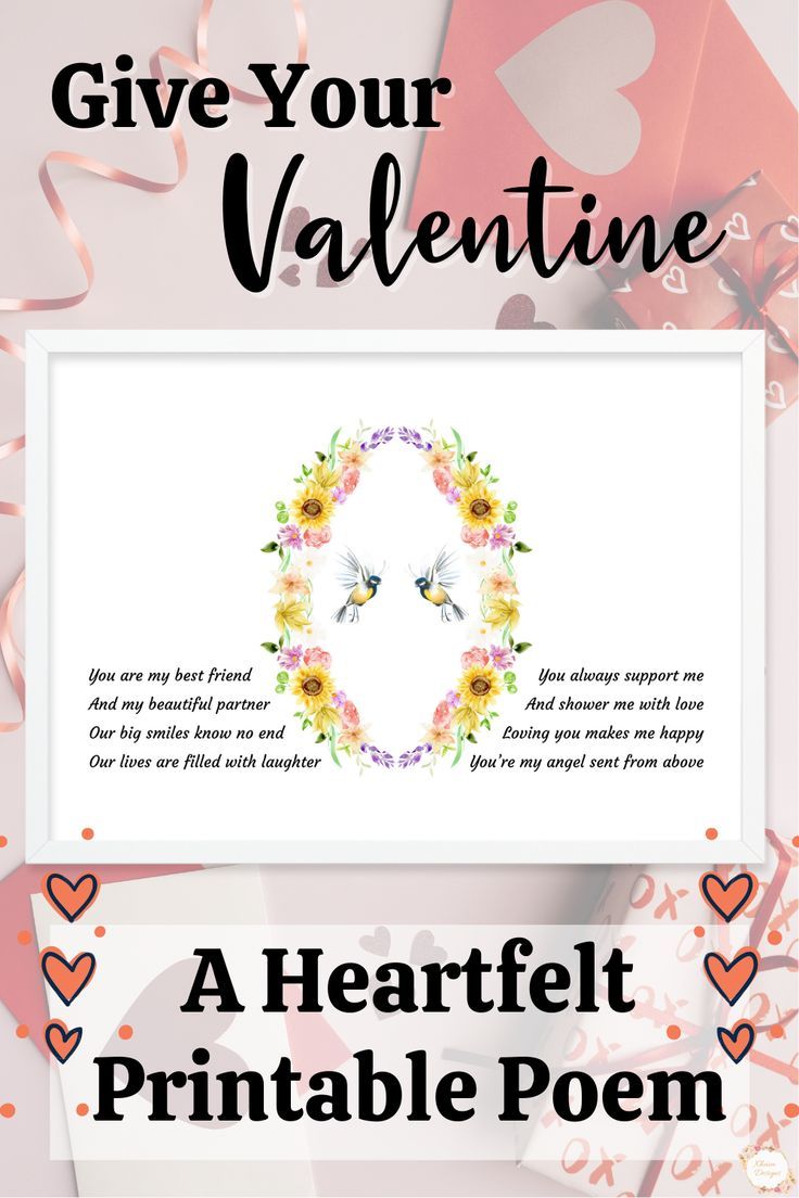 This pin is of a romantic poem written by Becky at Khaim Designs. The poem has an illustration of beautiful watercolour birds facing each other. They are inside an oval floral wreath. The pin is sharing this poem as a Valentines day gift idea. It is a printable product and can be used as wall art to be displayed in the home. My Love Poems, Poems About Family, Lovers Poem, Poems For Friends, Heartfelt Poetry, Romance Poems, Romantic Poem, Printable Affirmations, Watercolour Birds