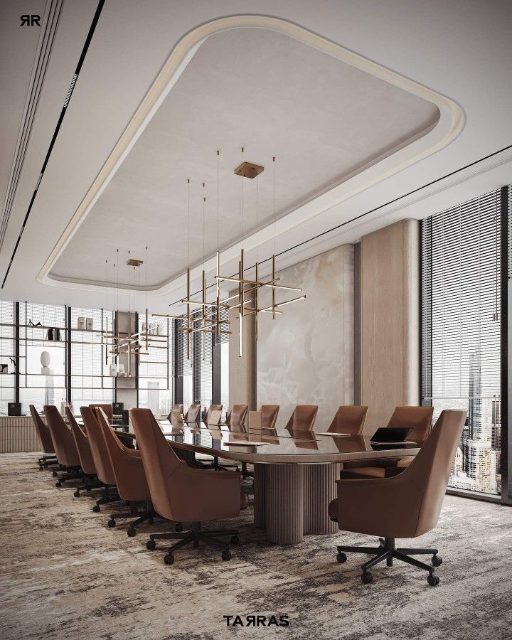 a large conference table with chairs around it