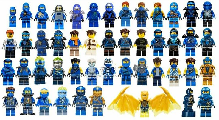 lego figures are shown in different colors and sizes, including blue with yellow wings on them