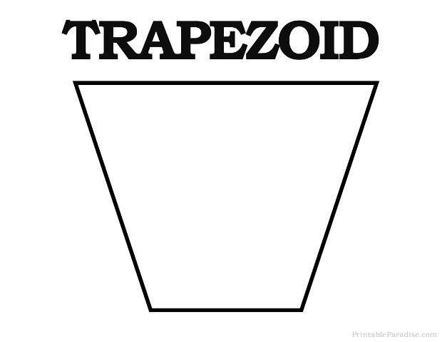 the word trapezoid in black and white with a large cup on it's side