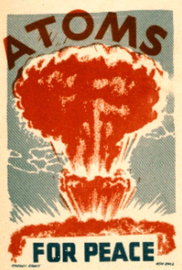 an old poster with the words, atomics for peace