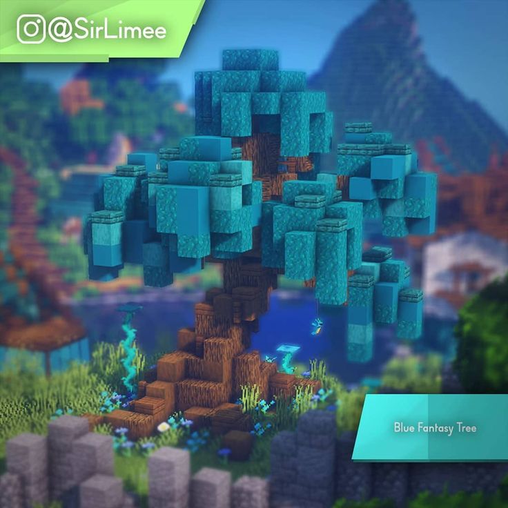 an image of a tree made out of blocks in the middle of a video game