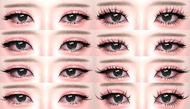 many different types of eyes with long lashes