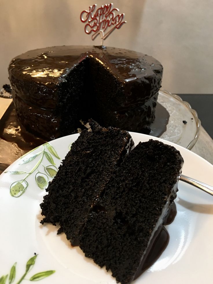 a slice of chocolate cake on a plate