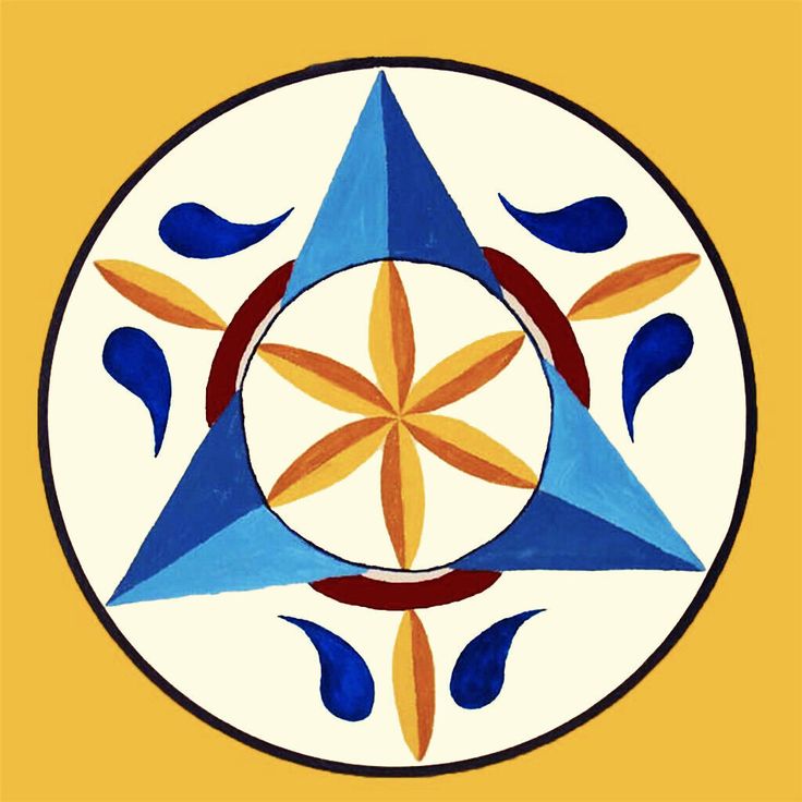 a blue and yellow design on a white plate