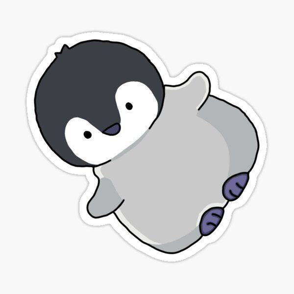 a penguin with its back to the camera sticker